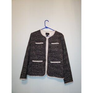 Cynthia Rowley Womens M Blazer Jacket Long Sleeve Hook Eye Clasp Black Heather